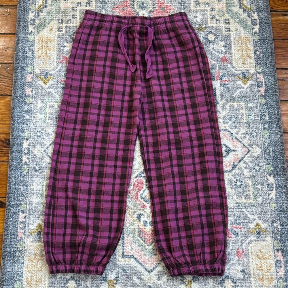 ‘Long Live The Queen’ Kids Plaid Purple Soft Joggers Size 8Y